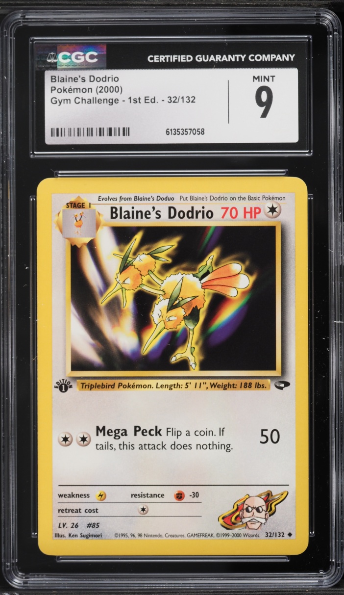 2000 Pokemon Gym Challenge 1st Edition Blaine's Dodrio #32 CGC 9 MINT