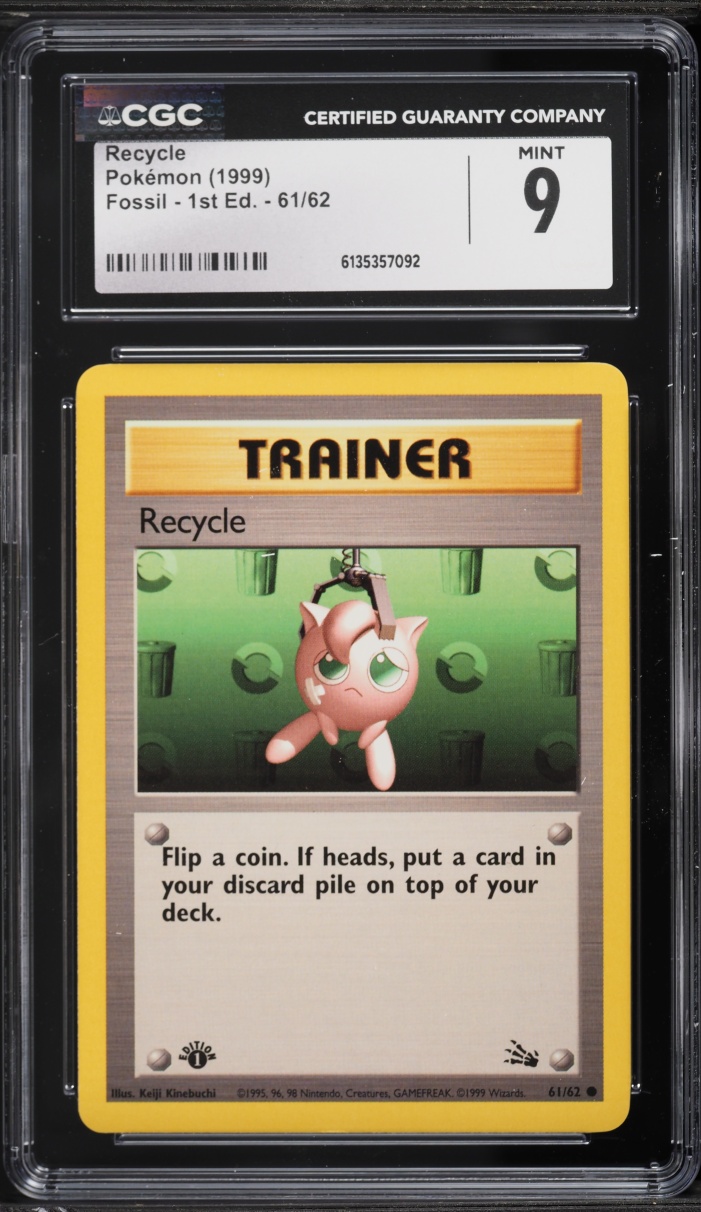 1999 Pokemon Fossil 1st Edition Recycle #61 CGC 9 MINT