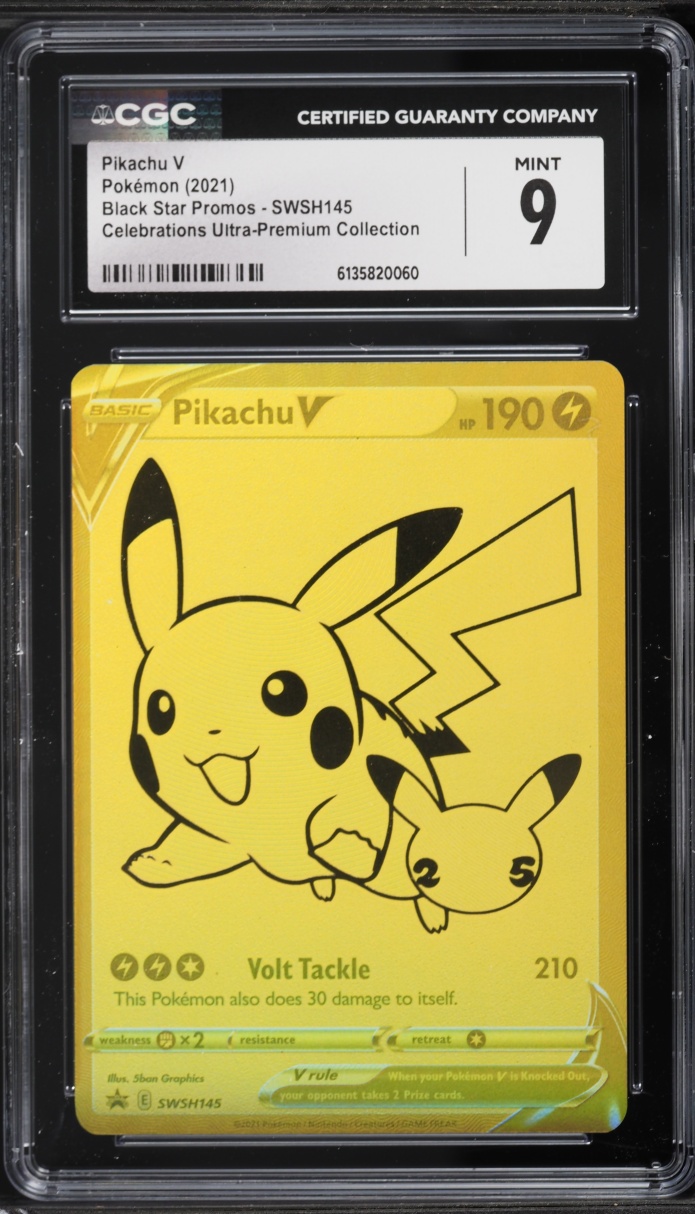 2021 Pokemon Sword & Shield Promo Celebrations Full Art Pikachu V #SWSH145 CGC 9 MINT