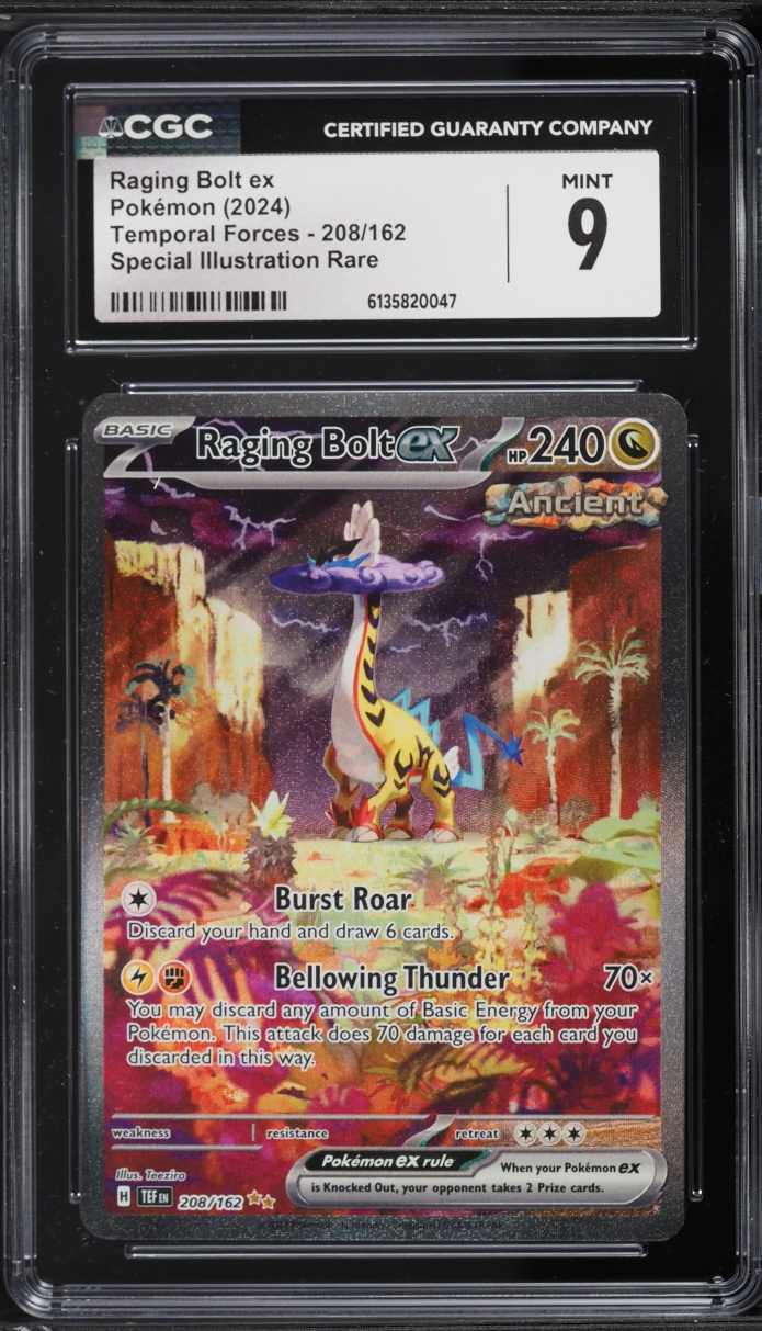 2024 Pokemon Scarlet & Violet Temporal Forces SIR Raging Bolt ex #208 CGC 9 MINT