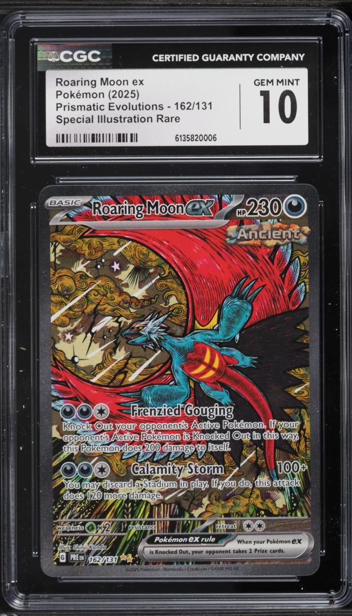 2025 Pokemon Scarlet & Violet Prismatic Evolutions SIR Roaring Moon EX #162 CGC 10 GEM MINT