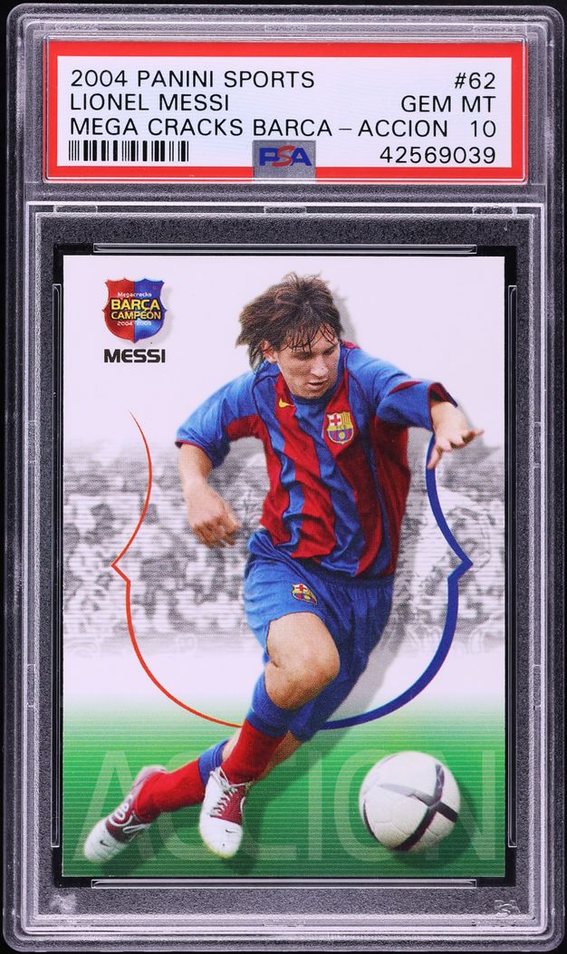 2004 Panini Sports Mega Cracks Barca Campeon Lionel Messi ROOKIE #62 PSA 10 GEM MINT