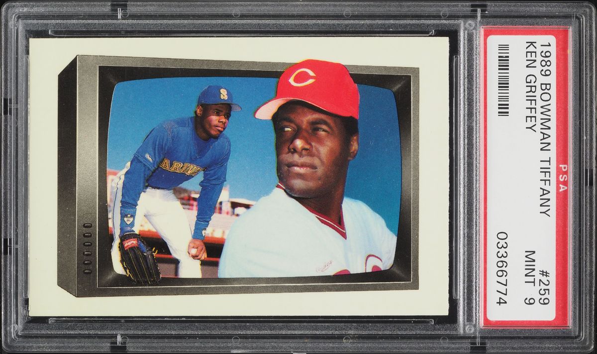 1989 Bowman Tiffany Ken Griffey Sr. & Jr. ROOKIE #259 PSA 9 MINT - Photo 1