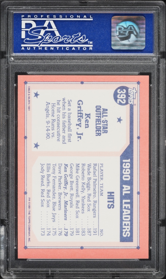 1991 Topps Tiffany All Star Ken Griffey Jr. #392 PSA 9 MINT - Photo 2