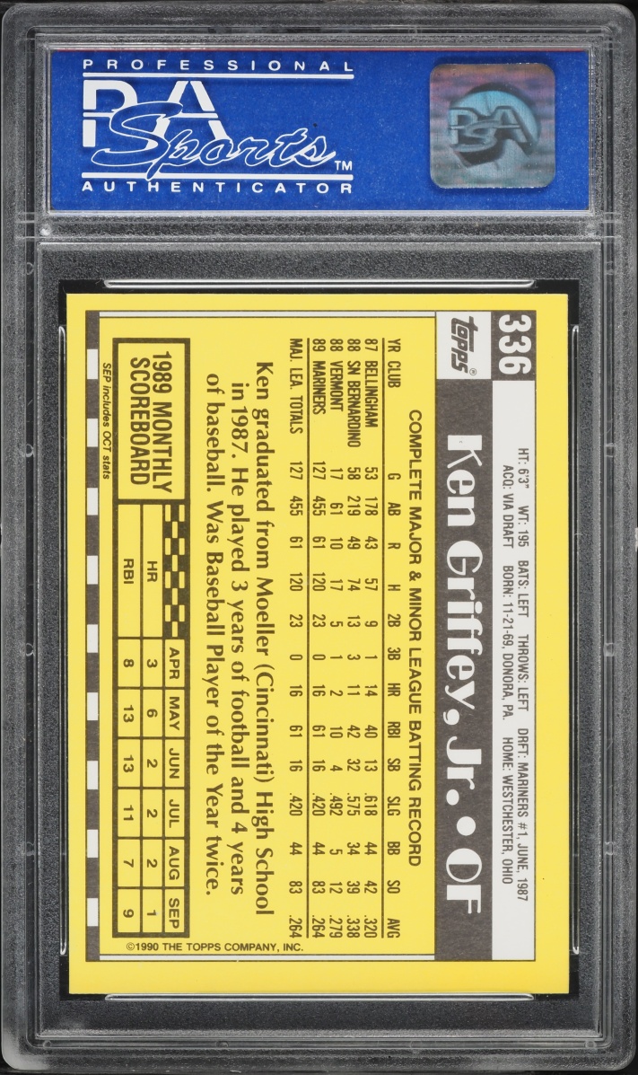 1990 Topps Tiffany Ken Griffey Jr. #336 PSA 9(oc) MINT - Photo 2