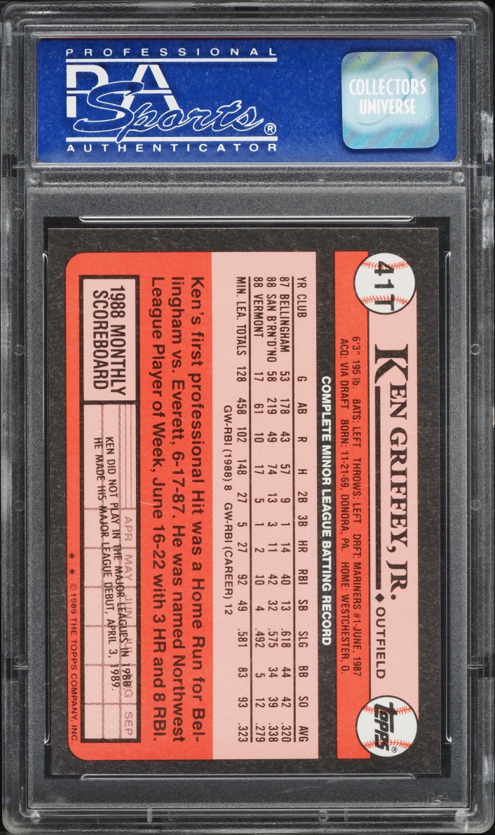 1989 Topps Traded Tiffany Ken Griffey Jr. ROOKIE #41T PSA 9 MINT - Photo 2