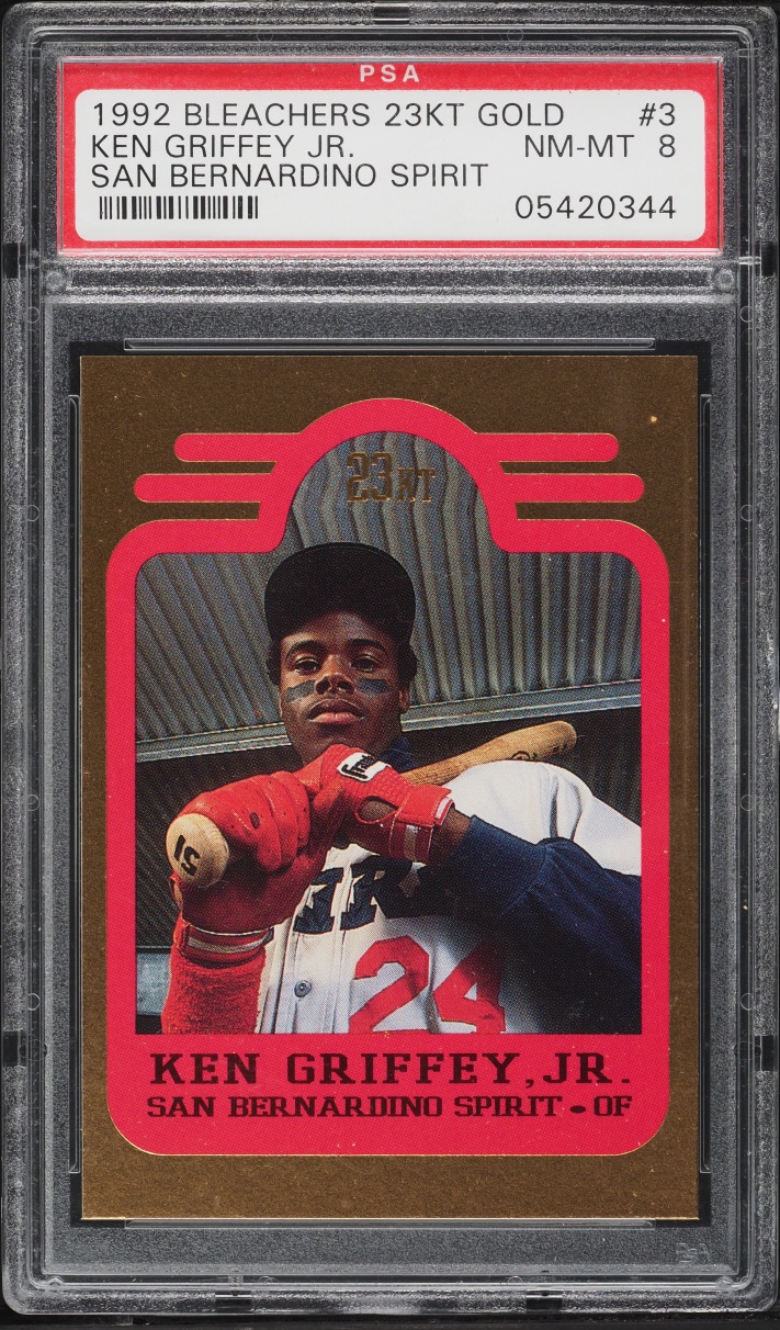 1991 Bleachers 23KT Gold San Bernardino Spirit Ken Griffey Jr. /10000 #3 PSA 8 NM-MT - Photo 1