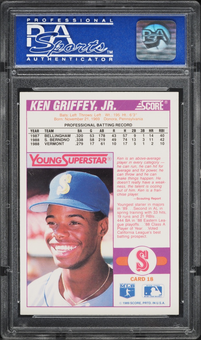 1989 Score Young Superstars Series 2 Ken Griffey Jr. ROOKIE #18 PSA 9 MINT - Photo 2