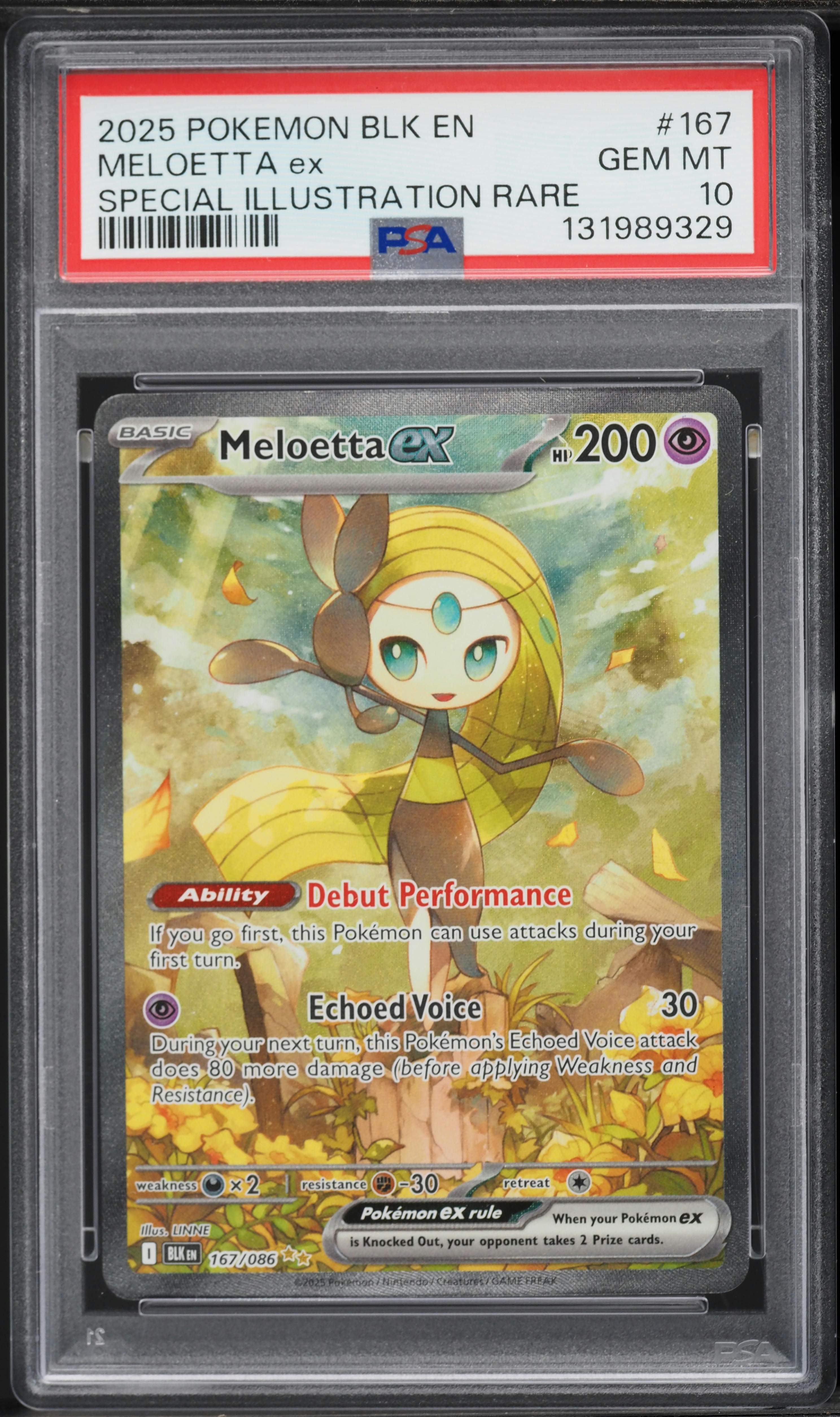 2025 Pokemon Scarlet & Violet Black Bolt SIR Meloetta EX #167 PSA 10 GEM MINT
