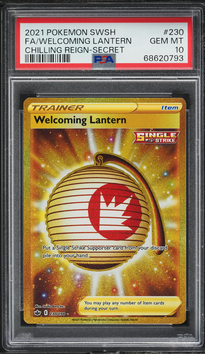 2021 Pokemon Sword & Shield Chilling Reign Gold Rare Welcoming Lantern #230 PSA 10 GEM MINT