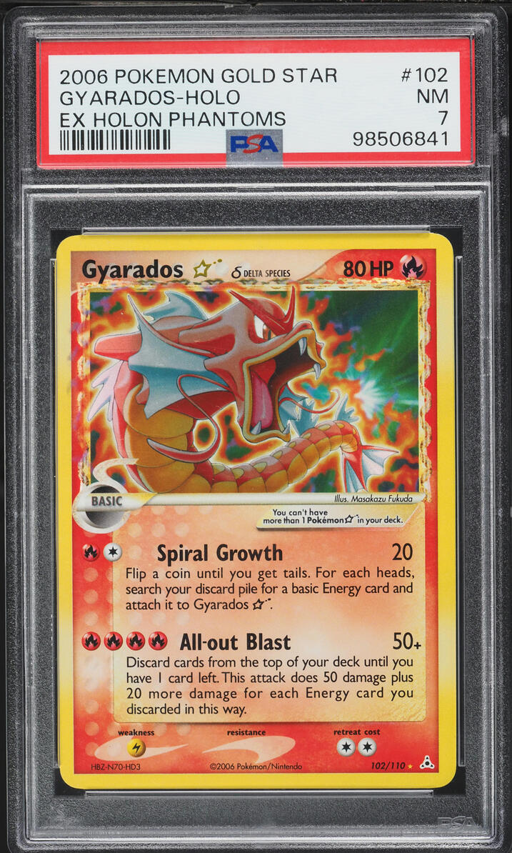 2006 Pokemon EX Holon Phantoms Holo Gyarados Gold Star #102 PSA 7 NRMT