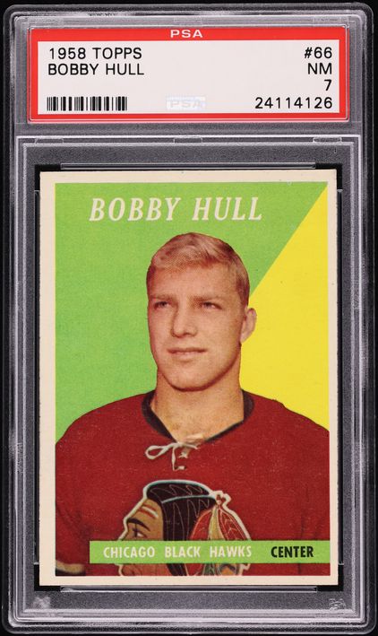 1958 Topps Hockey Bobby Hull ROOKIE #66 PSA 7 NRMT