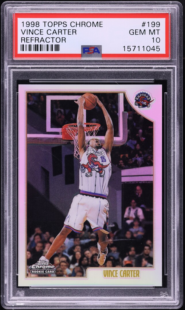 1998 Topps Chrome Refractor Vince Carter ROOKIE #199 PSA 10 GEM MINT