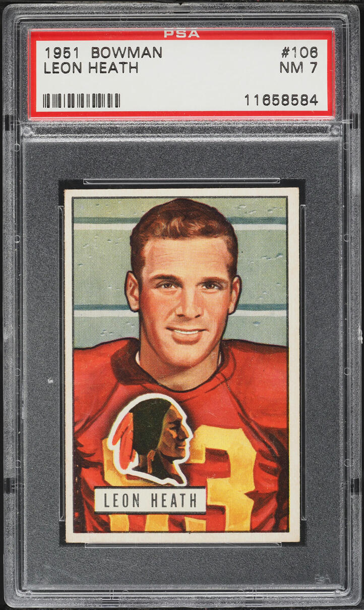 1951 Bowman Football Leon Heath #106 PSA 7 NRMT