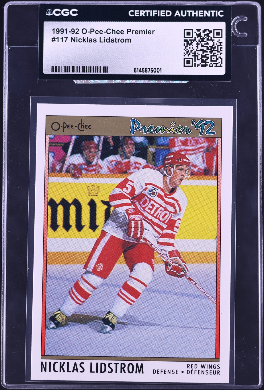 1991 O-Pee-Chee Premier Nicklas Lidstrom ROOKIE #117 JSA CGC AUTH