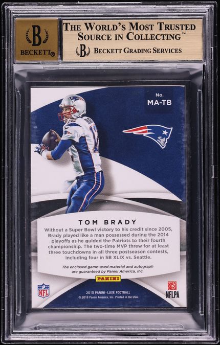 2015 Panini Luxe Black Tom Brady TAG PATCH AUTO 1/1 #MA-TB BGS 9.5 GEM MINT