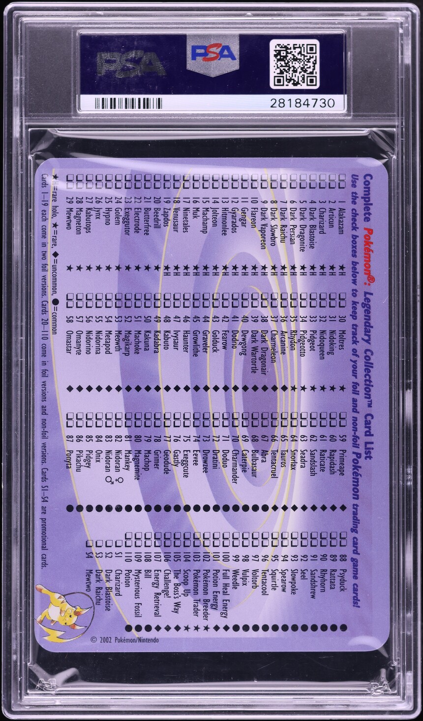 2002 Pokemon Legendary Collection Box Topper Charizard #S1 PSA 10 GEM MINT