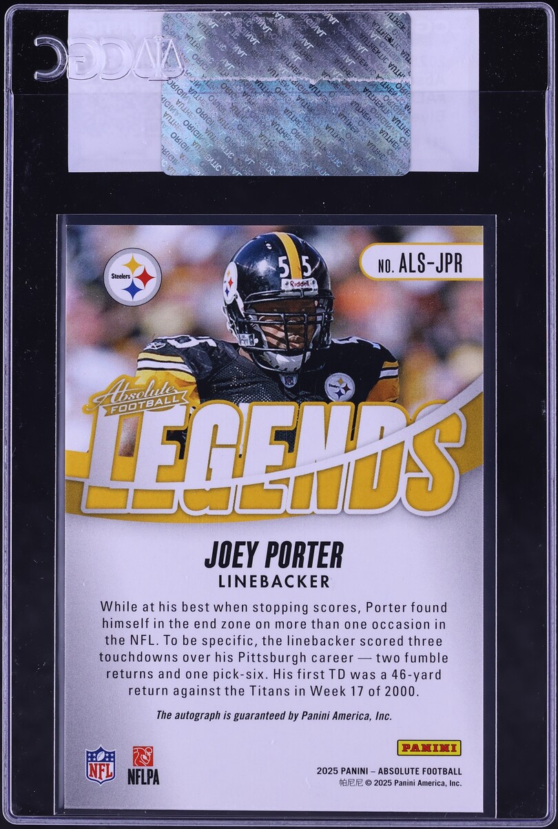 2025 Absolute Legends Blue Joey Porter AUTO /35 #ALS-JPR CGC AUTH