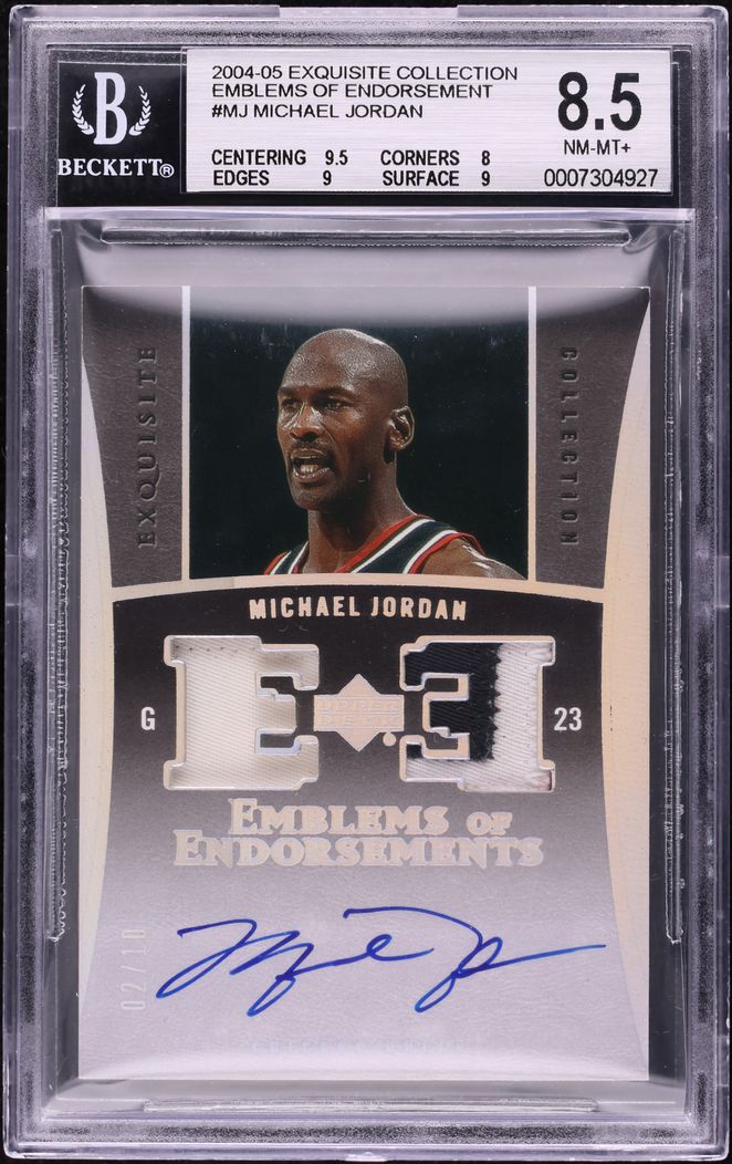 2004 Exquisite Emblems of Endorsement Michael Jordan PATCH AUTO 2/10 BGS 8.5