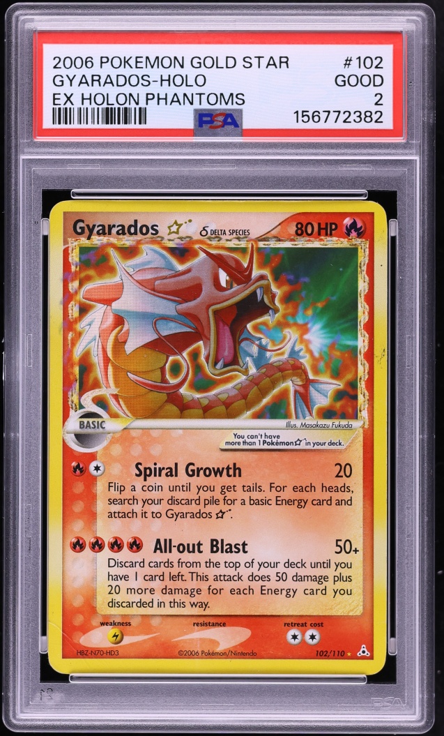 2006 Pokemon EX Holon Phantoms Holo Gyarados Gold Star #102 PSA 2 GD