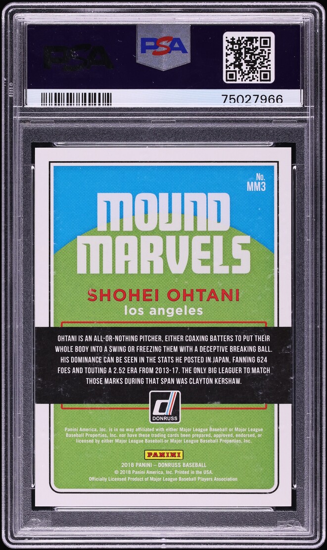 2018 Donruss Mound Marvels Blue Shohei Ohtani ROOKIE /249 #MM3 PSA 10 GEM MINT - Photo 2