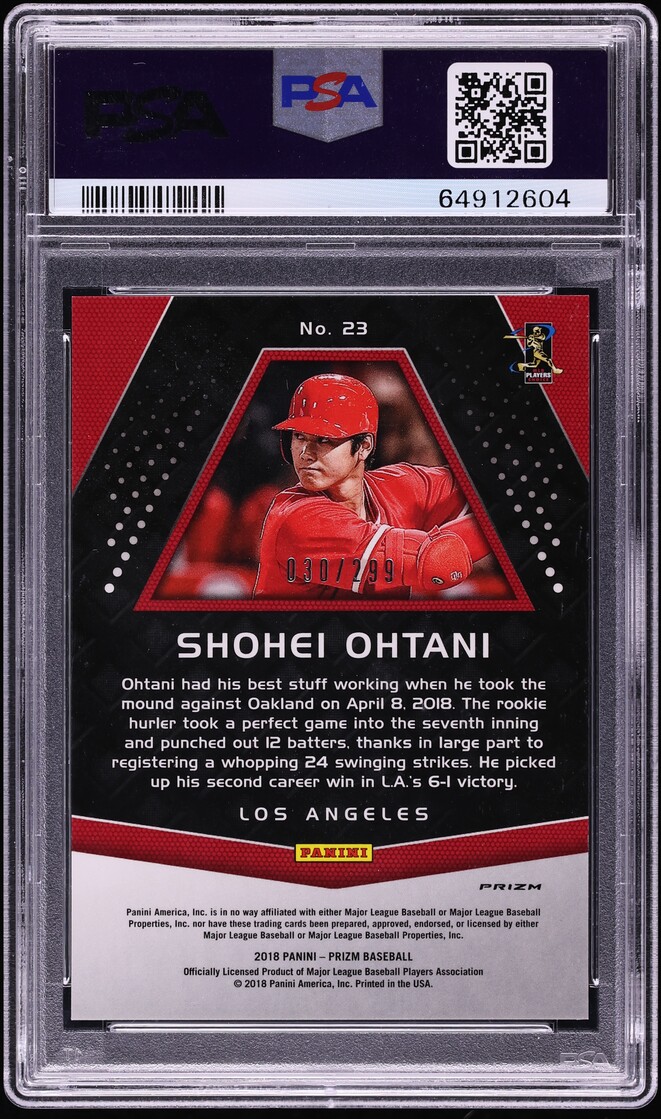 2018 Panini Chronicles Prizm Hyper Shohei Ohtani ROOKIE /299 #23 PSA 10 GEM MINT - Photo 2