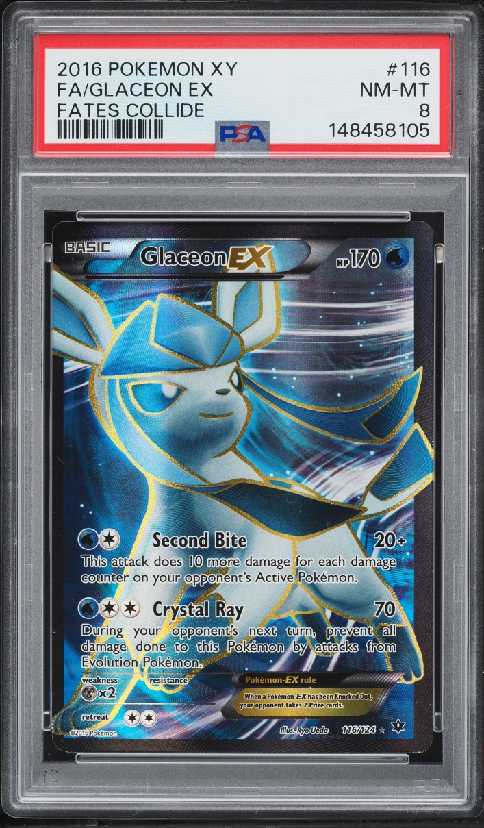 2016 Pokemon XY Fates Collide Full Art Glaceon EX #116 PSA 8 NM-MT