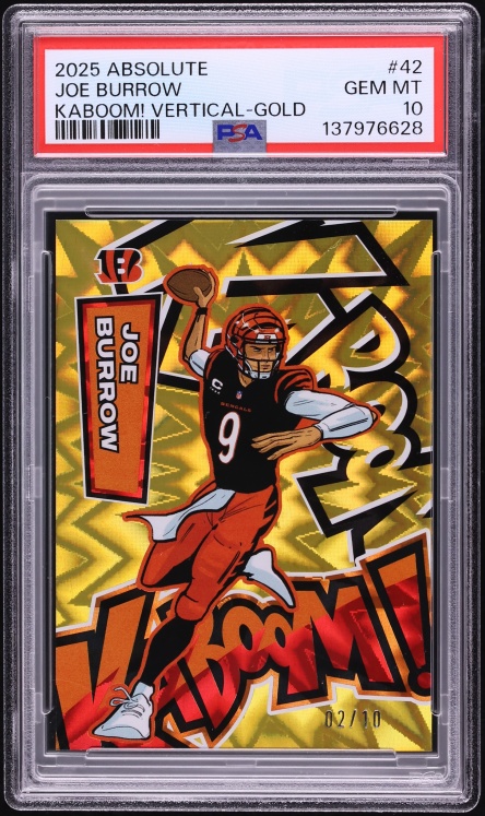 2025 Absolute Kaboom! Vertical Gold Joe Burrow /10 #42 PSA 10 GEM MINT