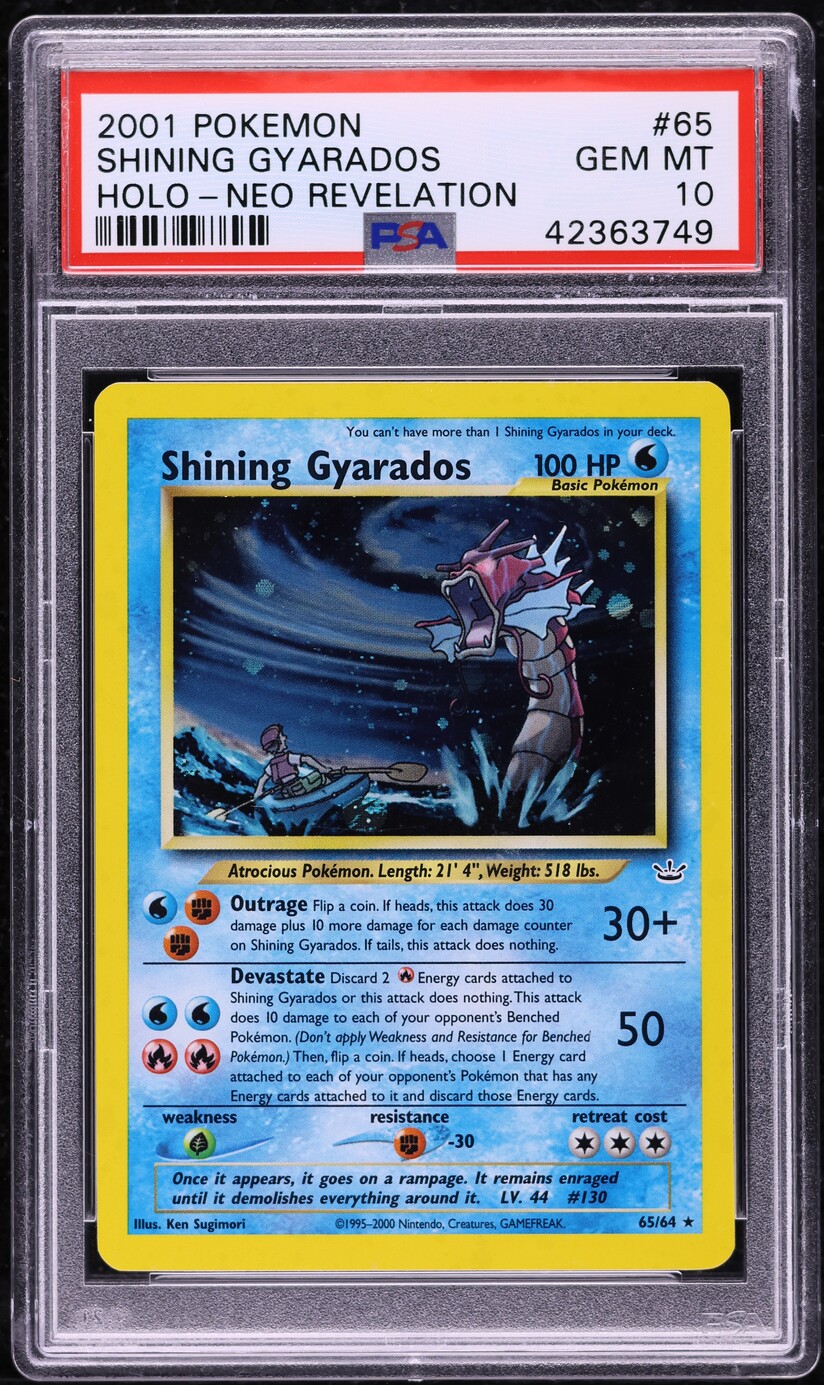 2001 Pokemon Neo Revelation Holo Shining Gyarados #65 PSA 10 GEM MINT