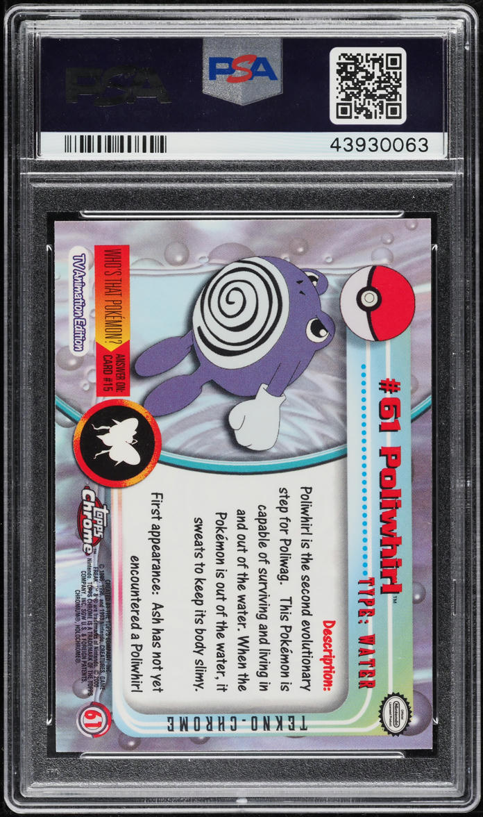 2000 Topps Chrome Pokemon Series 1 Tekno Poliwhirl #61 PSA 10 GEM MINT