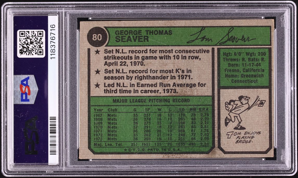 1974 Topps Tom Seaver #80 PSA 3 VG
