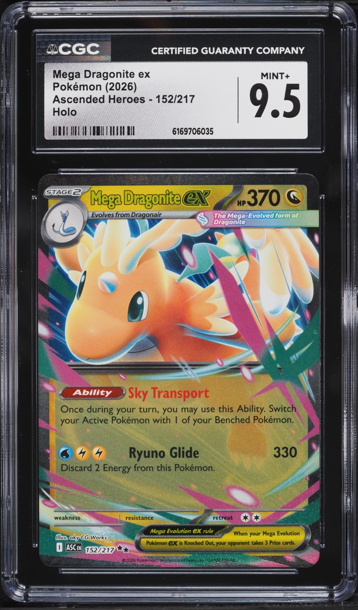 2026 Pokemon Mega Evolution Ascended Heroes Holo Mega Dragonite ex #152 CGC 9.5 MINT+