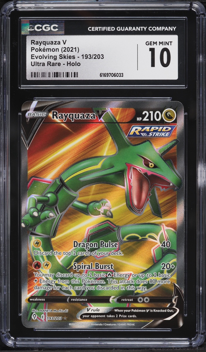 2021 Pokemon Sword & Shield Evolving Skies Full Art Rayquaza V #193 CGC 10 GEM MINT