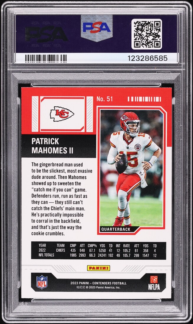 2023 Panini Contenders Game Ticket Red Patrick Mahomes II #51 PSA 8 NM-MT
