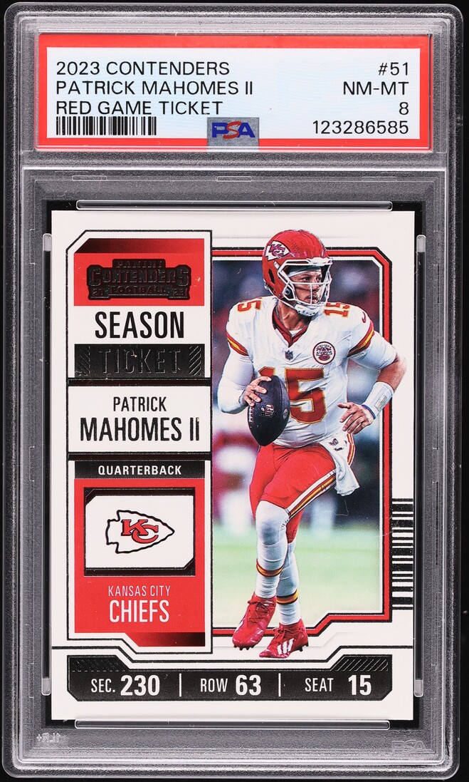2023 Panini Contenders Game Ticket Red Patrick Mahomes II #51 PSA 8 NM-MT