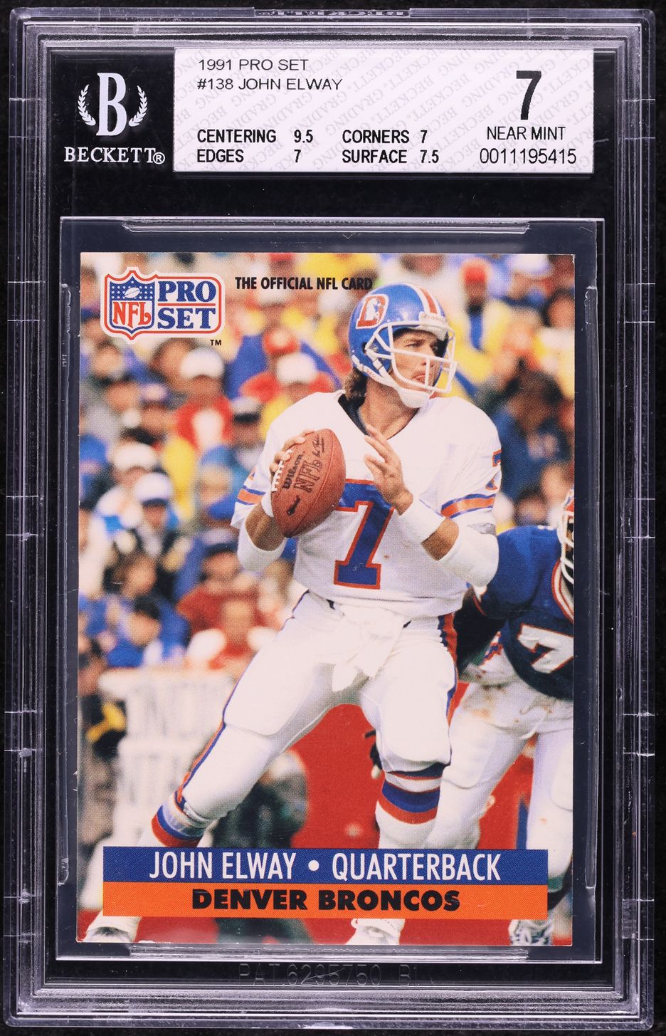 1991 Pro Set Fotball John Elway #138 BGS 7 NRMT
