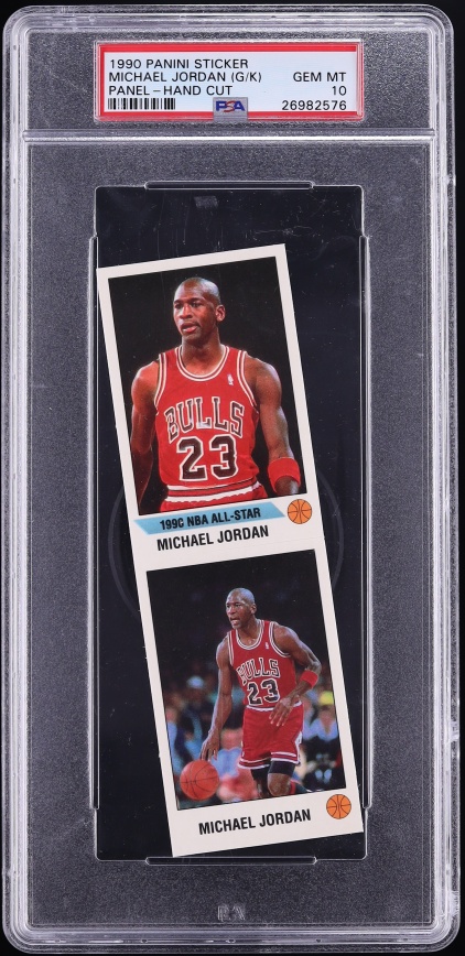 1990 Panini Sticker Panel Hand Cut Michael Jordan PSA 10 GEM MINT