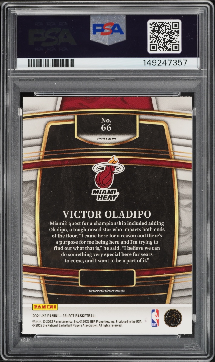 2021 Select Concourse Green White Purple Prizm Victor Oladipo #66 PSA 9 MINT