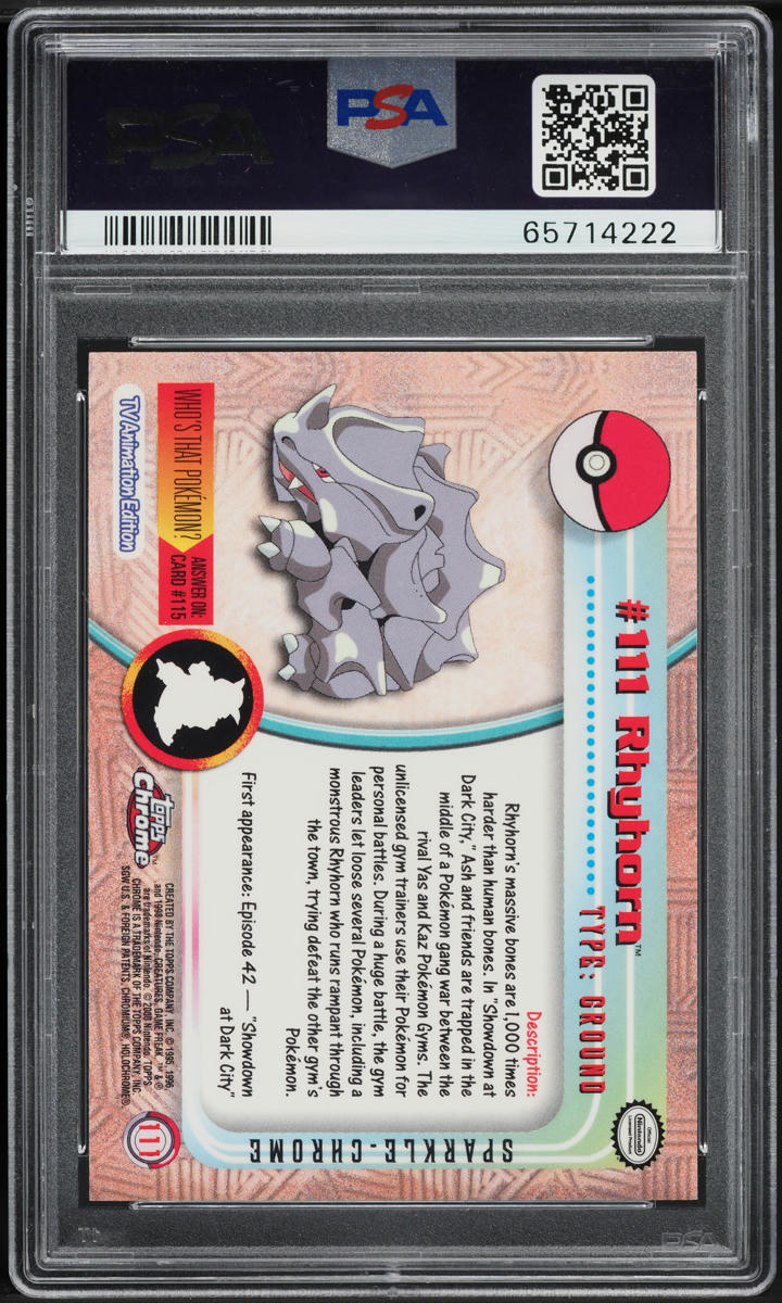2000 Topps Chrome Pokemon Series 2 Sparkle Rhyhorn #111 PSA 10 GEM MINT