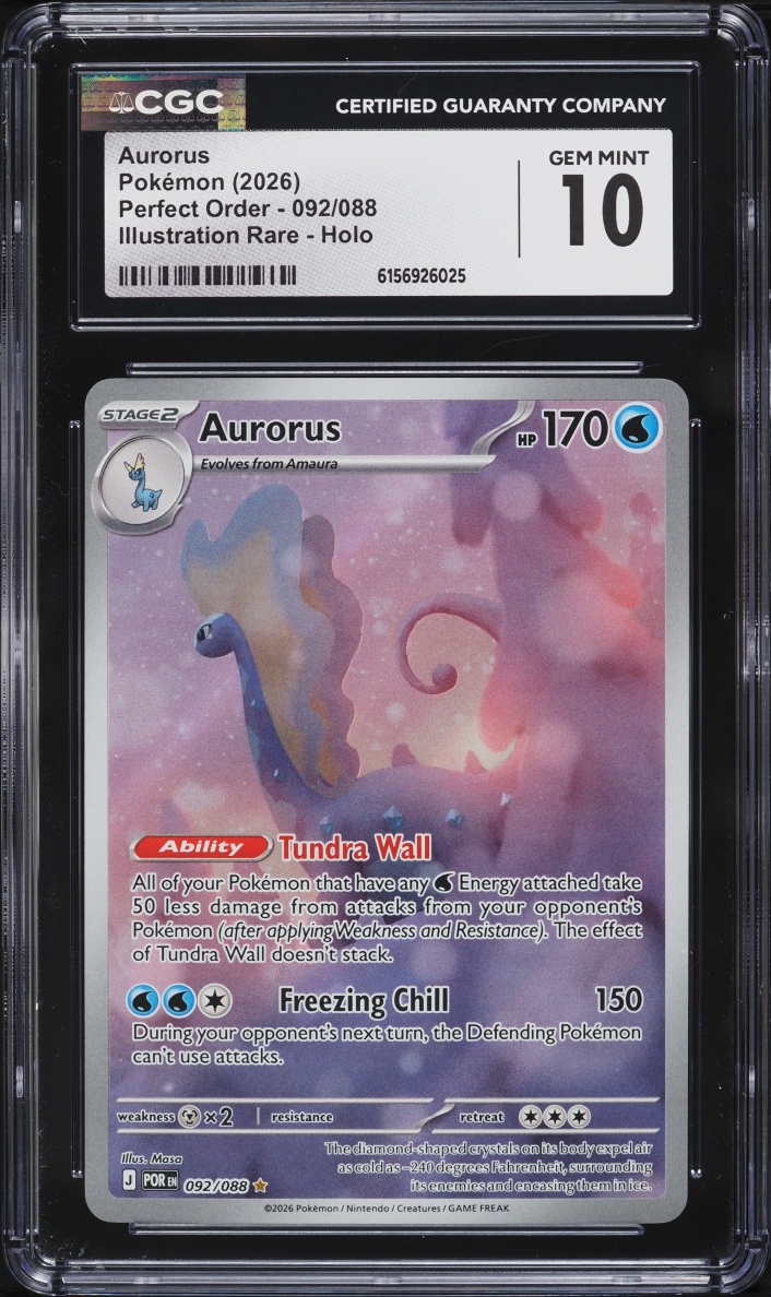 2026 Pokemon Mega Evolution Perfect Order IR Aurorus #92 CGC 10 GEM MINT