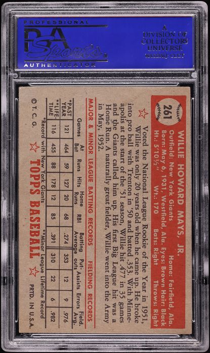 1952 Topps Willie Mays #261 PSA 5 EX