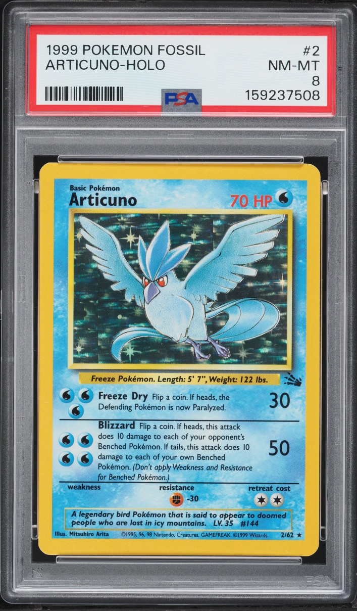 1999 Pokemon Fossil Holo Articuno #2 PSA 8 NM-MT