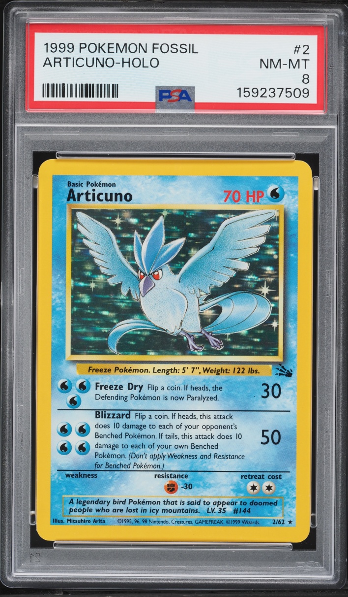 1999 Pokemon Fossil Holo Articuno #2 PSA 8 NM-MT