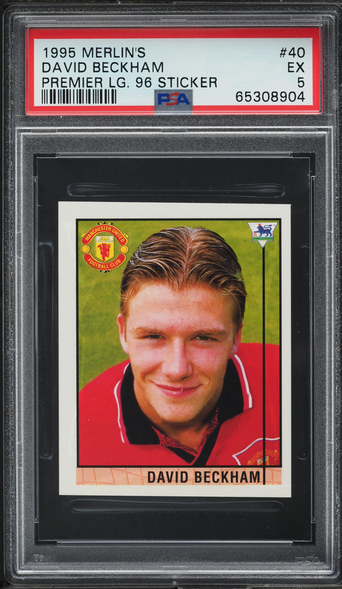 1995 Merlin's Premier League '96 Sticker David Beckham ROOKIE #40 PSA 5 ...