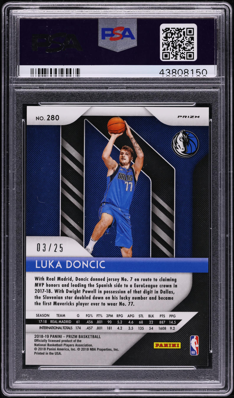 2018 Panini Prizm Mojo Luka Doncic ROOKIE /25 #280 PSA 10 GEM MINT