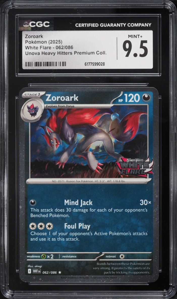 2025 Pokemon Scarlet & Violet White Flare Premium Collection Zoroark #62 CGC 9.5 MINT+