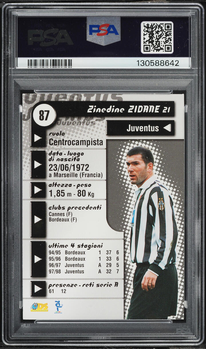 1999 DS Pianeta Calcio Zinedine Zidane #87 PSA 6 EXMT - Photo 2