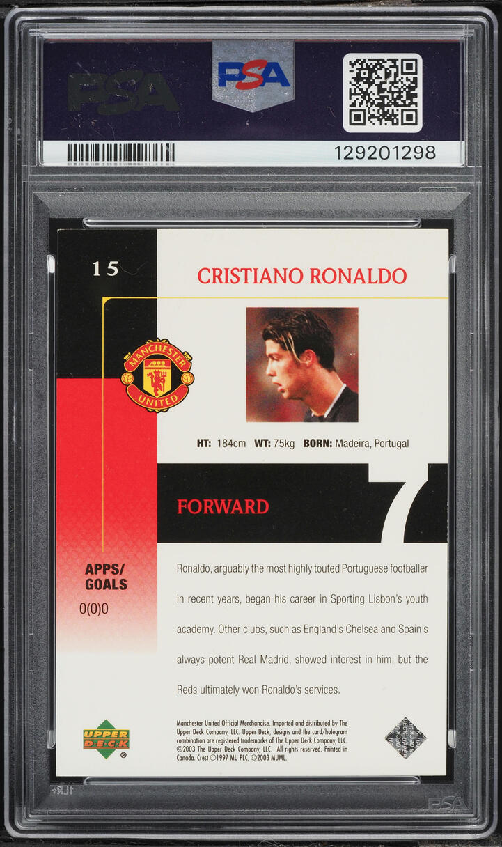 2003 Upper Deck Manchester United Cristiano Ronaldo ROOKIE #15 PSA 8 NM-MT - Photo 2