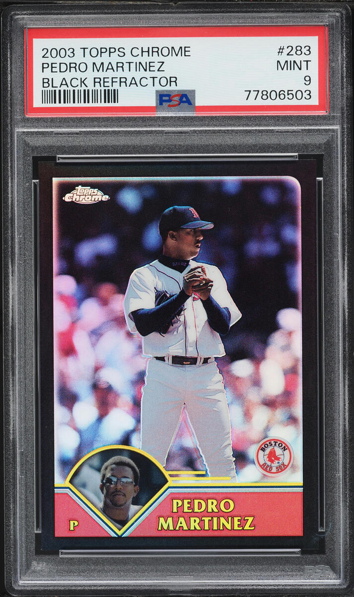 2003 Topps Chrome Black Refractor Pedro Martinez /199 #283 PSA 9 MINT - Photo 1
