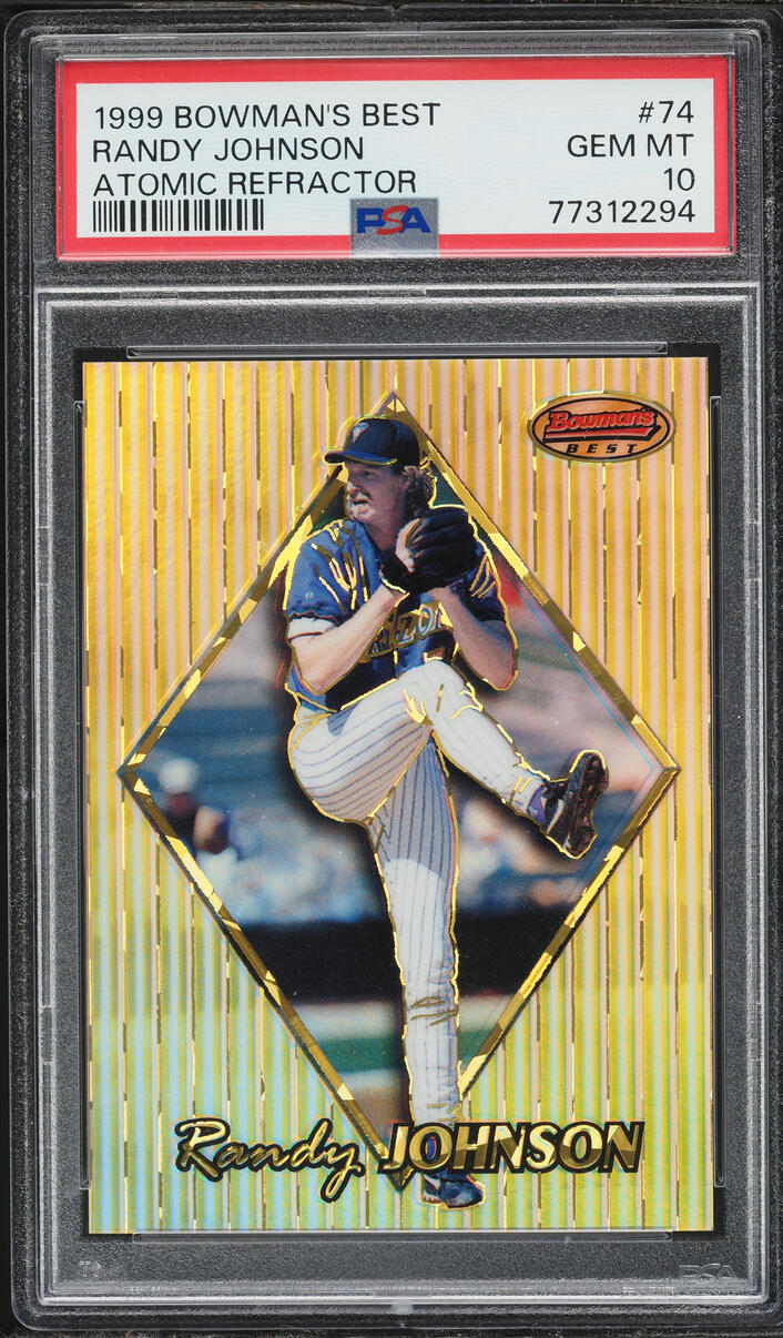 1999 Bowman's Best Atomic Refractor Randy Johnson /100 #74 PSA 10 GEM MINT - Photo 1